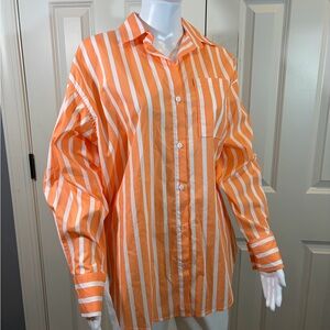 Karlie sherbet and White Vertical Stripe Button-Down Shirt